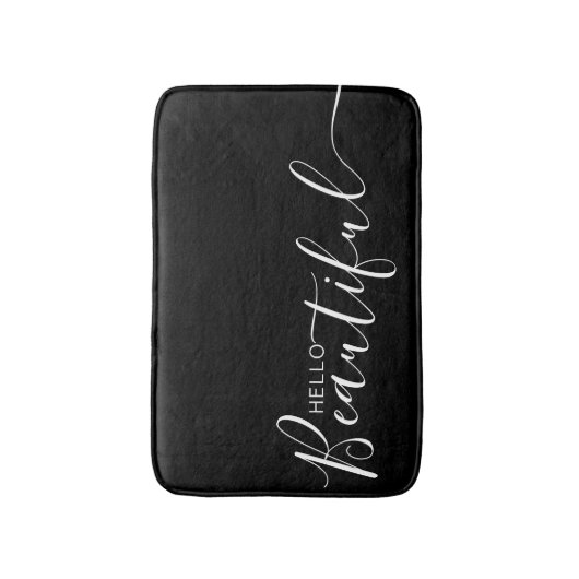 hallo Beauful Black White Typography Modern   Badmat (Voorkant Verticaal)