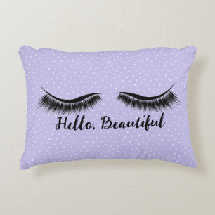 hallo Beauful en Eyelashes op Stippen Accent Kussen