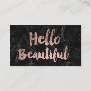hallo Beauful faux roos Gold script zwarte marmer Visitekaartje