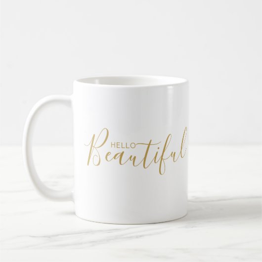 hallo Beauful Gold Script Chic Coffee Mok (Links)