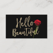 hallo Beauful Gold Typography Red Rose Flower Visitekaartje (Voorkant)