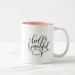 hallo Beauful Hand Lettered Tweekleurige Koffiemok
