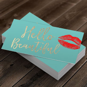 hallo Beauful Makeup Artist Gold Typografie Blauwg Visitekaartje