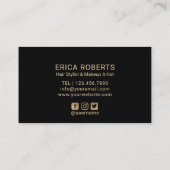 hallo Beauful Makeup Artist Gold Typografie Visitekaartje (Achterkant)