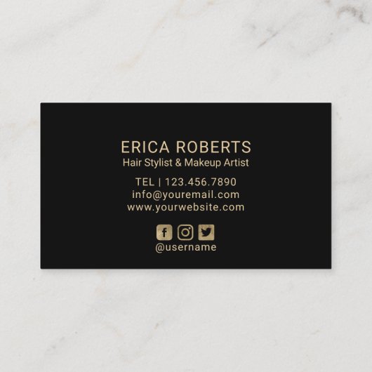 hallo Beauful Makeup Artist Gold Typografie Visitekaartje (Achterkant)