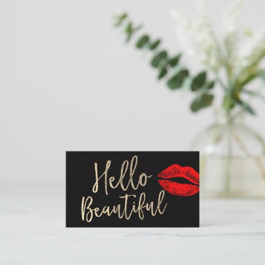 hallo Beauful Makeup Artist Gold Typografie Visitekaartje (Staand voorkant)