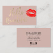 hallo Beauful Makeup Artist Gold Typography Pink Visitekaartje (Voorkant / Achterkant)
