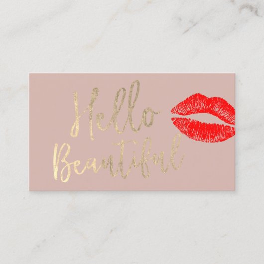 hallo Beauful Makeup Artist Gold Typography Pink Visitekaartje (Voorkant)