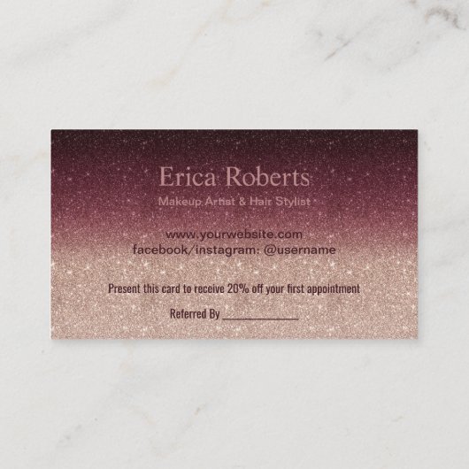 hallo Beauful Roos Gold Ombre Salon Referral (Achterkant)