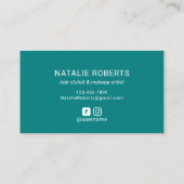 hallo Beauful Typography Beauty Salon Turquoise Visitekaartje (Achterkant)