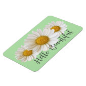 hallo Beauful White Daisies Sage Green Floral Magneet (Linkerzijde)