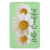 hallo Beauful White Daisies Sage Green Floral Magneet (Verticaal)
