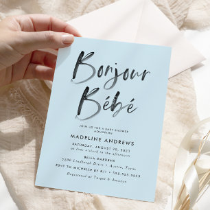 Hallo Bebe Blau Franse Baby Shower Kaart