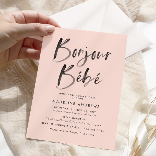 Hallo Bebe Blush Franse Baby Shower Kaart