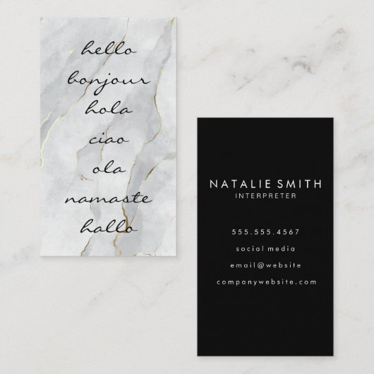 Hallo Begroetingen | Marmer  Visitekaartje (Voorkant / Achterkant)