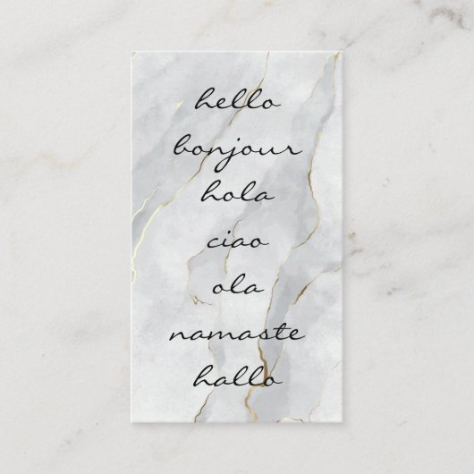 Hallo Begroetingen | Marmer  Visitekaartje (Voorkant)