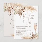 Hallo Beige bruin Boho bloemenglas Kaart (Voorkant / Achterkant)