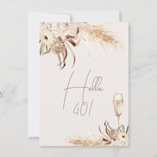 Hallo Beige bruin Boho bloemenglas Kaart (Achterkant)