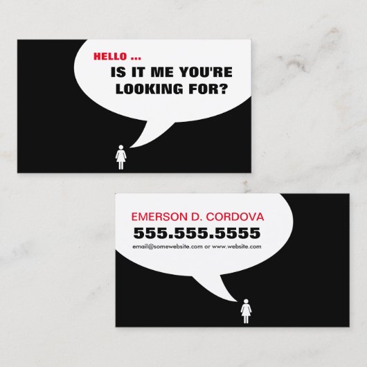 hallo, ben ik het die je zoekt? Visitekaartje (Voorkant / Achterkant)