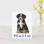 Hallo Bernese Mountain Dog Puppy Dog Note Card Kaart (Gele Bloem)