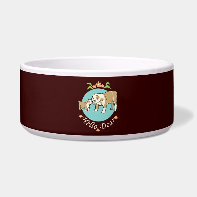 hallo Beste Engelse bulldog moeder en kind Voerbakje (Voorkant)