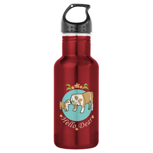 hallo Beste Engelse bulldog moeder en kind Waterfles (Voorkant)