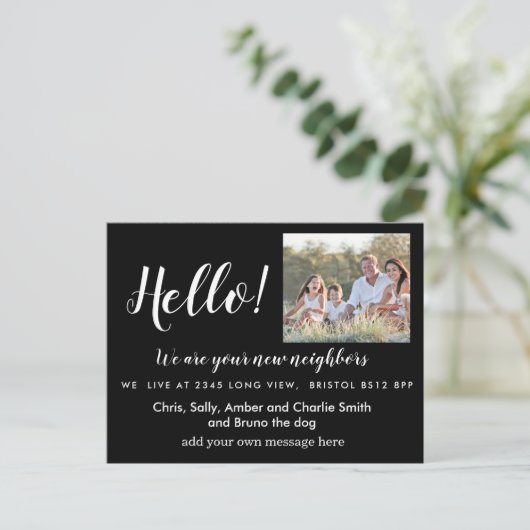 Hallo Bewerkbaar, Nieuw adres, intro Aankondigingskaart (Staand voorkant)