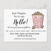 Hallo Bewerkbaar, Nieuw adres, Popcorn Aankondigingskaart (Voorkant)