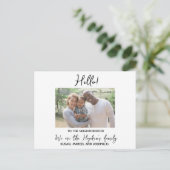 Hallo,Bewerkbaar We zijn nieuw op de foto van de g Briefkaart (Staand voorkant)