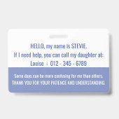 hallo bewustwording omtrent dementie en noodcontac badge (Back)