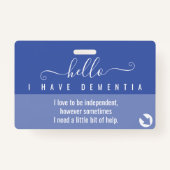 hallo bewustwording omtrent dementie en noodcontac badge (Voorkant)