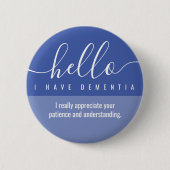 hallo bewustwording omtrent dementie en noodcontac ronde button 5,7 cm (Voorkant)