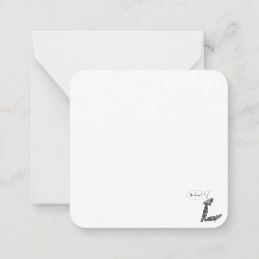 Hallo! bidsprinkhaan notitiekaartje (Achterkant)