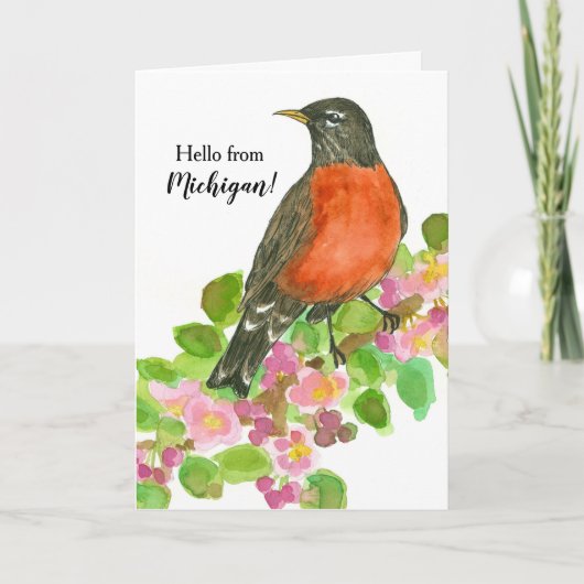 Hallo Bird American Robin Kaart (Voorkant)