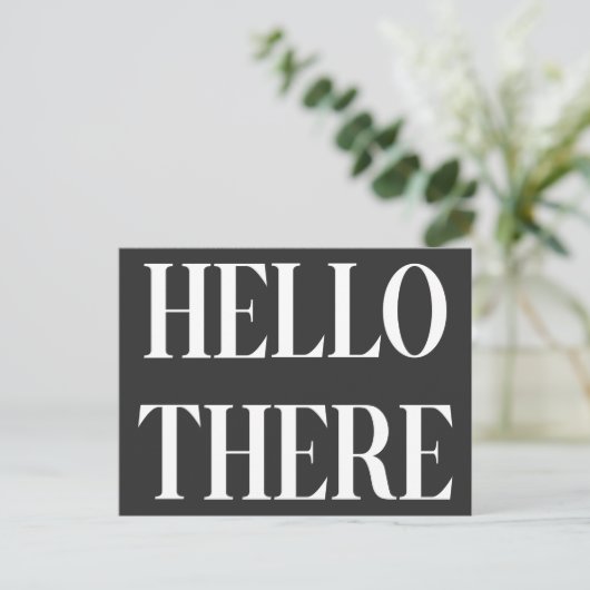 hallo Black and White Typography Design Briefkaart (Staand voorkant)
