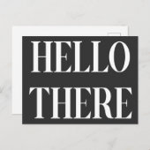 hallo Black and White Typography Design Briefkaart (Voorkant / Achterkant)