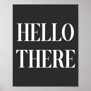 hallo Black and White Typography Design Poster