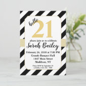 hallo Black en Gold Glitter Birthday Invite Kaart (Staand voorkant)