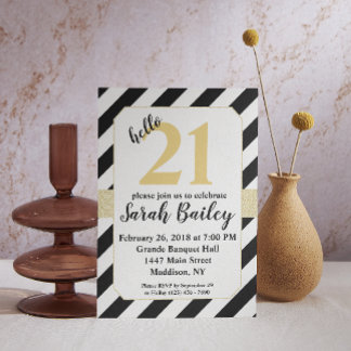 hallo Black en Gold Glitter Birthday Invite Kaart