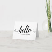 hallo Black Script Cute Modern Elegant Girly Chic Notitiekaartje (Voorkant)