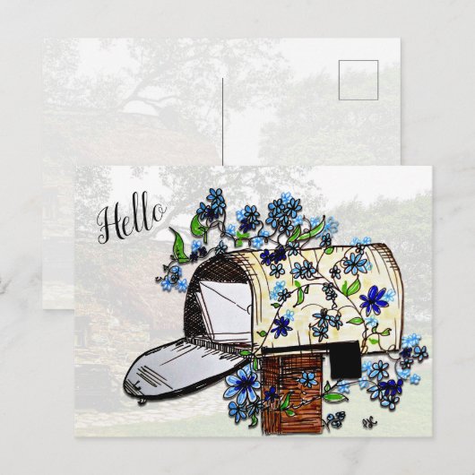 hallo Blanco Briefkaart van de Kunst van Brievenbu (Voorkant / Achterkant)