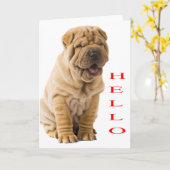 Hallo blanco doekje van Shar Pei Kaart (Gele Bloem)