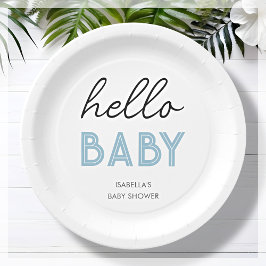 Hallo Blauw Baby | Baby shower papier Bord