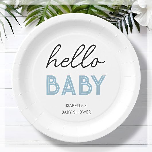 Hallo Blauw Baby | Baby shower papier Bord