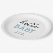 Hallo Blauw Baby | Baby shower papier Bord (Gekanteld)