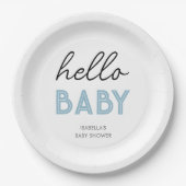 Hallo Blauw Baby | Baby shower papier Bord (Voorkant)