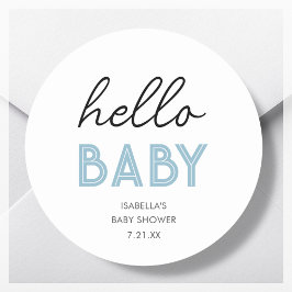 Hallo Blauw Baby | BABY SHOWER Ronde Sticker