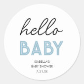 Hallo Blauw Baby | BABY SHOWER Ronde Sticker (Voorkant)