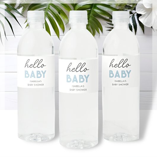 Hallo Blauw Baby | BABY SHOWER Waterfles Etiket