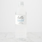 Hallo Blauw Baby | BABY SHOWER Waterfles Etiket (Voorkant)